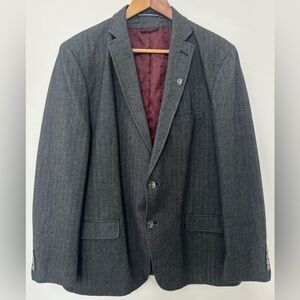 Ben Sherman Plectrum Herringbone Blazer Sport Coat 44R Removable Zip Insert L-XL